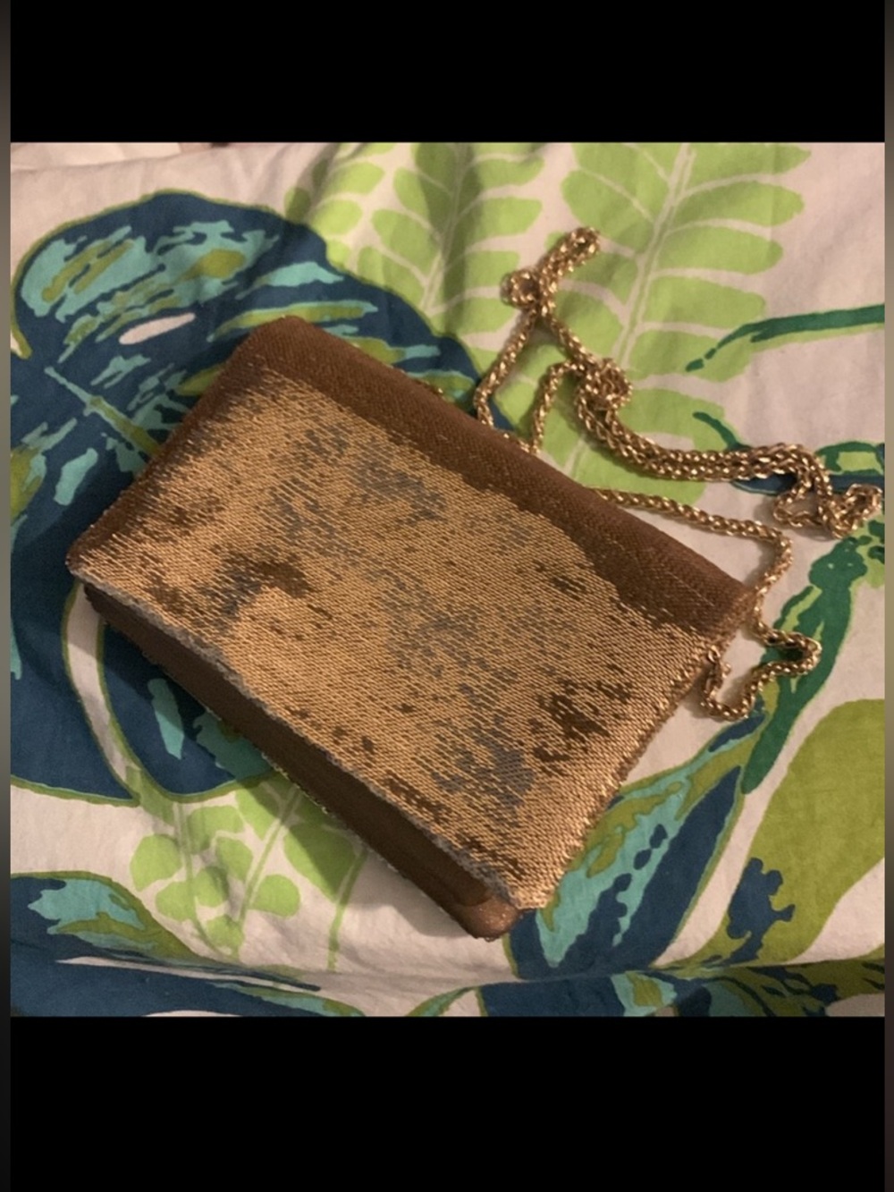 Anthropologie gold sequin clutch/crossbody